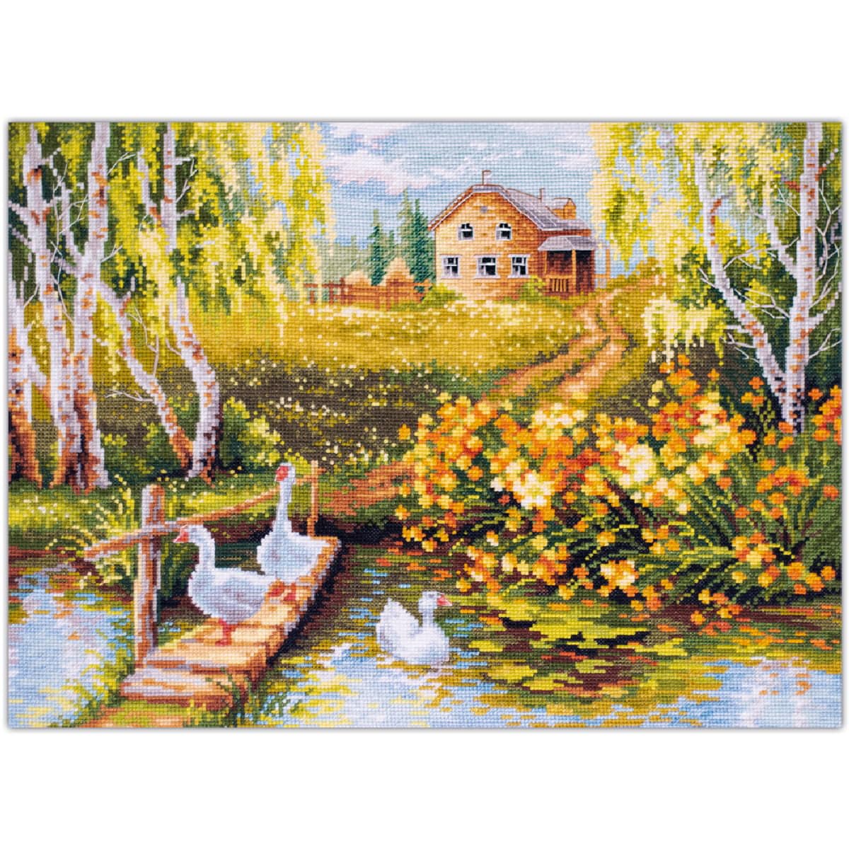 Magic Needle Zweigart Edition Counted Cross Stitch Kit Village Pond
