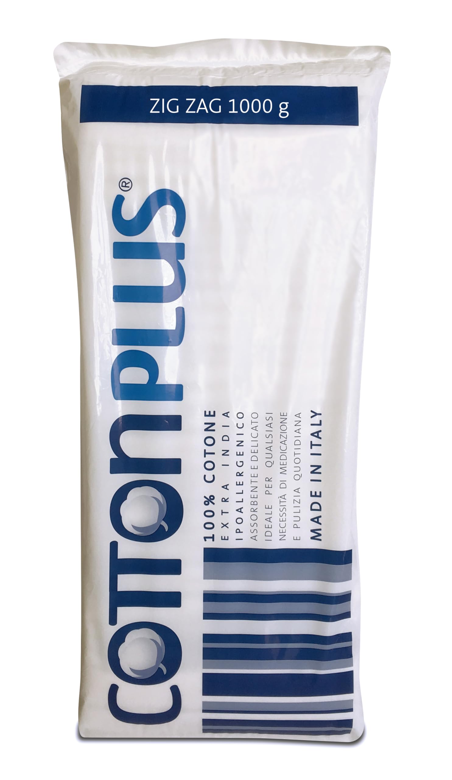 Cotton Plus ZIG ZAG 500 g - Ligne médicale | 100% pur coton hydrophile cardé pour usage médical | doux et absorbant.