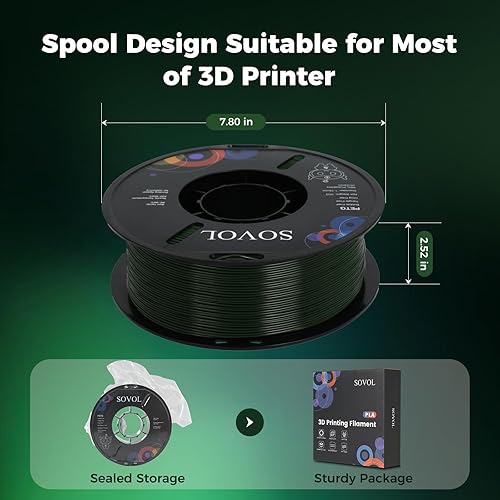 Miniatura 8 de Sovol Filamento PLA para impresora 3D, materiales de impresión de carrete de 4.4 lbs (4.4 libras), estanqueidad del cableado, precisión dimensional