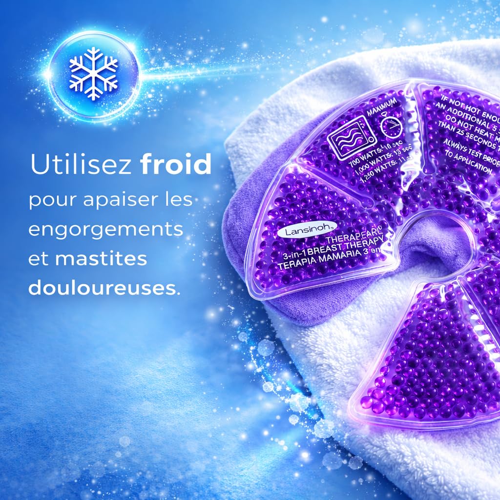 Coussinet Gel Allaitement [Société Française] Lot de 2 Compresses 3-en-1 Chaud/Froid Allaitement Pour Sein - Soulage Engorgement/Mastite & Douleurs - Confortable & Réutilisables (VIOLET)