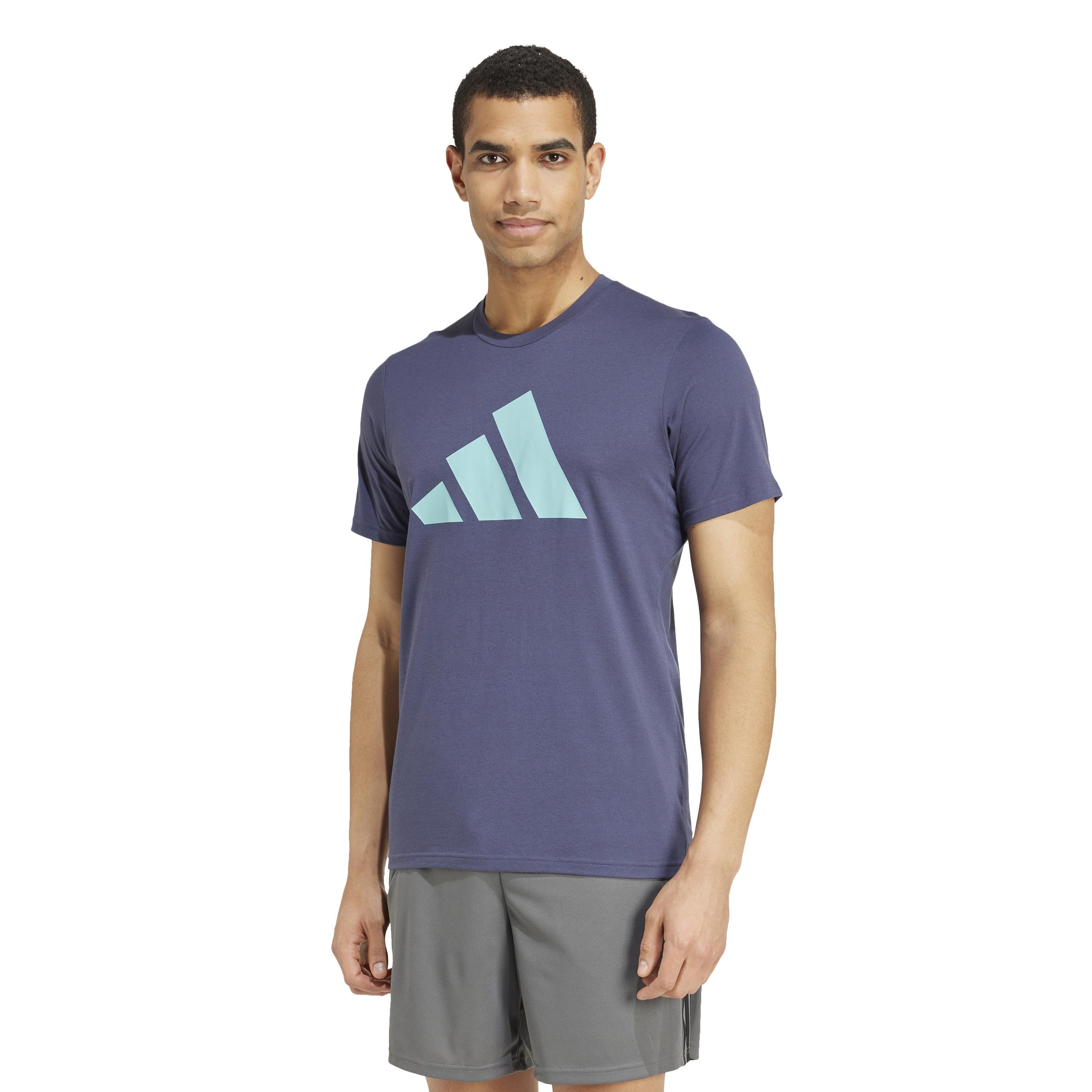 adidas Men's Train Essentials Feelready Logo Training Tee, Shadow Navy/Mint ton, S