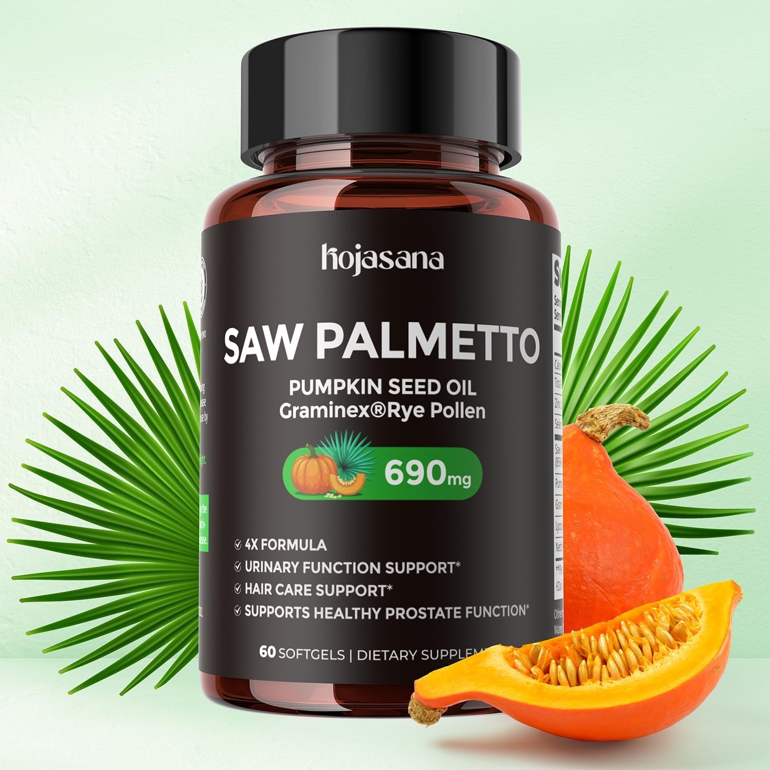 Saw Palmetto for Men Prostate Health Supplement, Pharmaceutical Grade - DHT Blocker - Graminex | Pumpkin Seed Oil | Nettle Supports Urinary Function & Hair Loss Prevention, 60 softgels