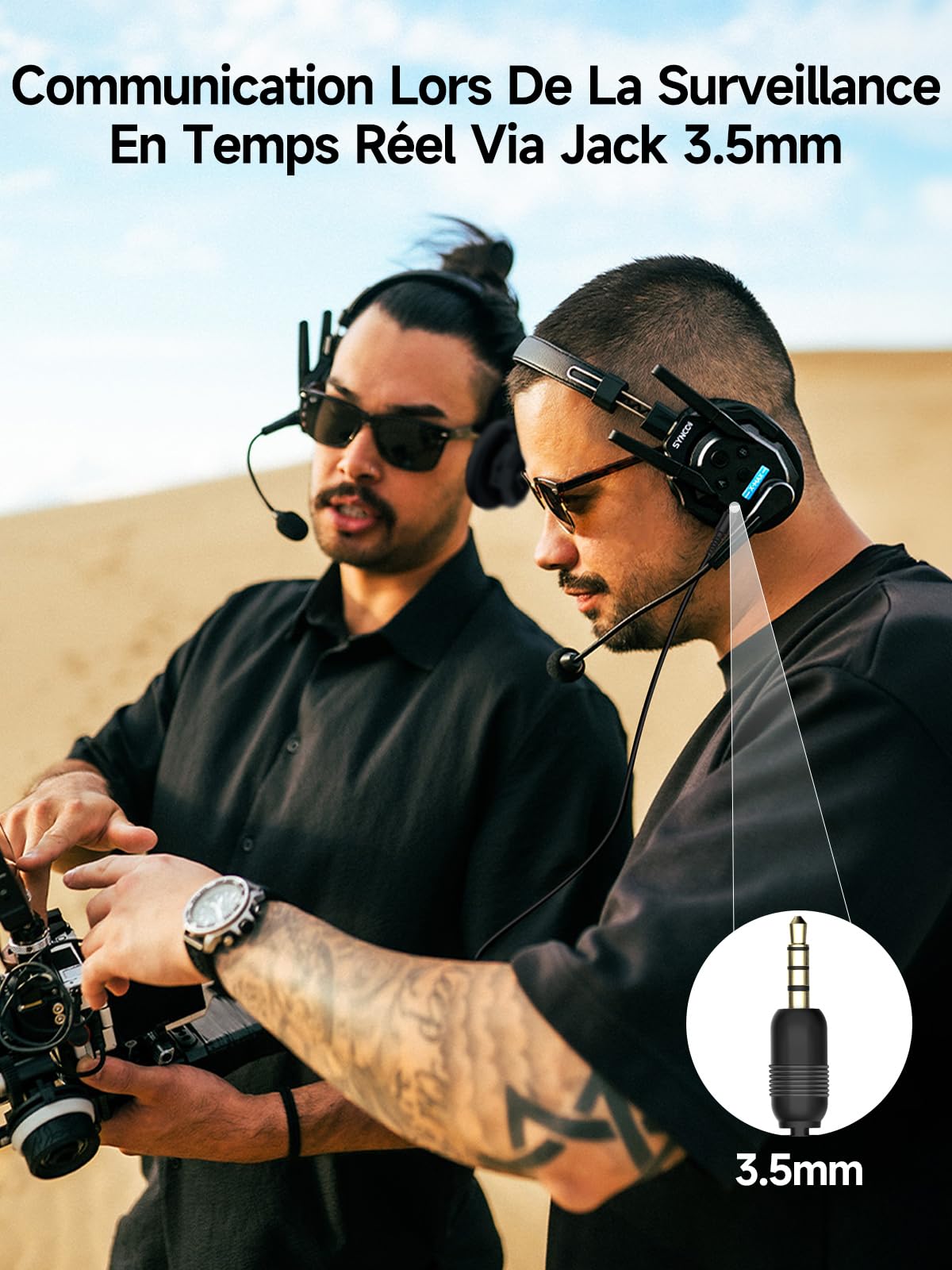SYNCO XTALK Xmax Casque Intercom sans Fil, Casque Double Oreille Portée 500m Autonomie 24h pour Événements, Télévision, Tournage, Communication d'Équipe 5 PCS