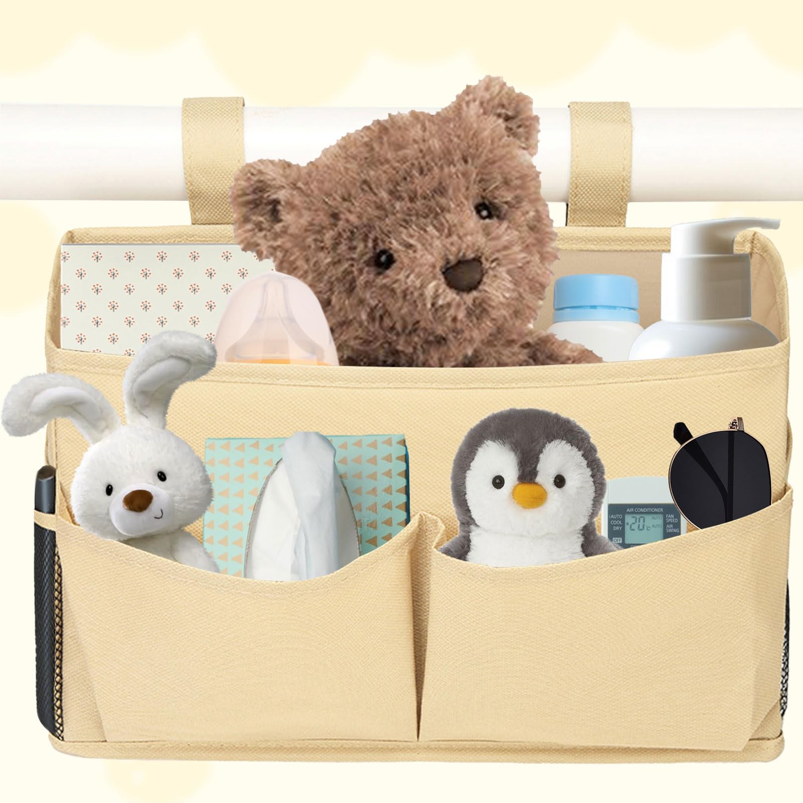 Organisateur De Lit Suspendu Avec 7 Poches - Rangement Pratique Pour Téléphone, Livres, Bouteilles