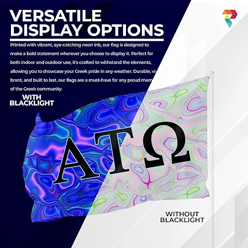 Miniatura 2 de Pro-Graphx Bandera griega de la hermandad y la fraternidad blacklight, 3 pies x 5 pies, Alpha Tau Omega