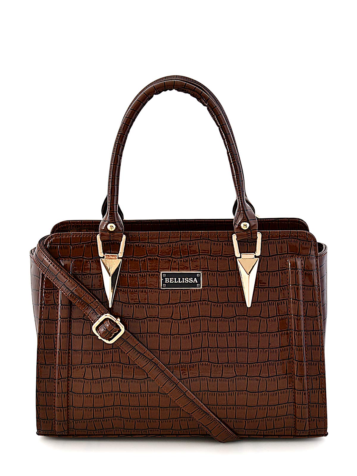 BELLISSA Croco Pattern Premium Pu Leather Handbag For Women, Top Handle Shoulder Bag, Adjustable & Detachable Sling Strap< Stylish Handbag, Brown (B08DP2QRBQ) Amazon Price History, Amazon Price Tracker
