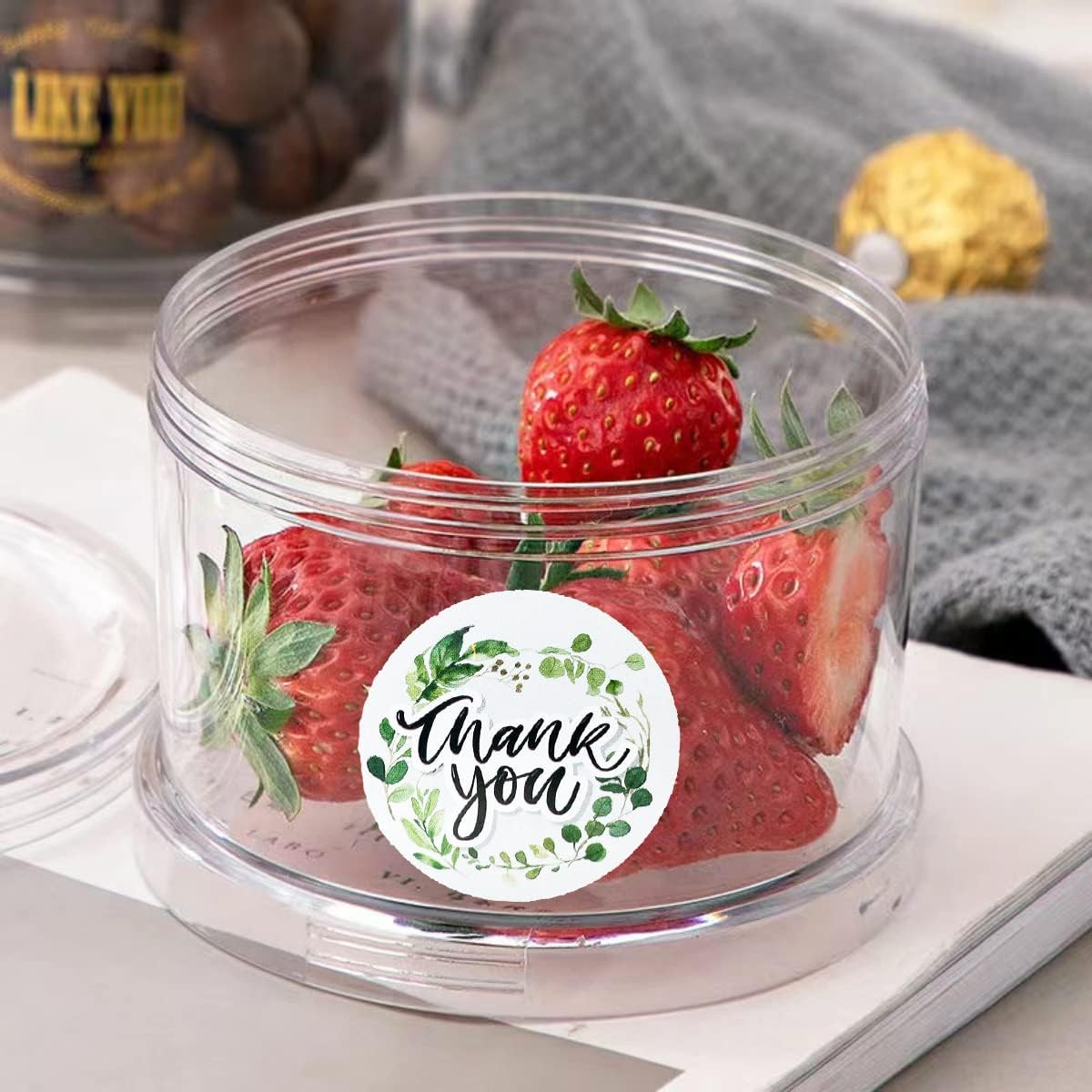 Thank You Stickers, 500Pcs Leaf Thank You Label Stickers 1.5" Leaf Frames Thank You Stickers Roll Greeting Cards Flower Bouquets Self-Adhesive Labels for Gift Wraps Birthday Party Favors - Image 6