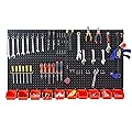 Ultrawall Pegboard Wall Organizer, Black Metal Pegboard Panels, Garage Storage System with Hooks and Storage Bins, 59pcs