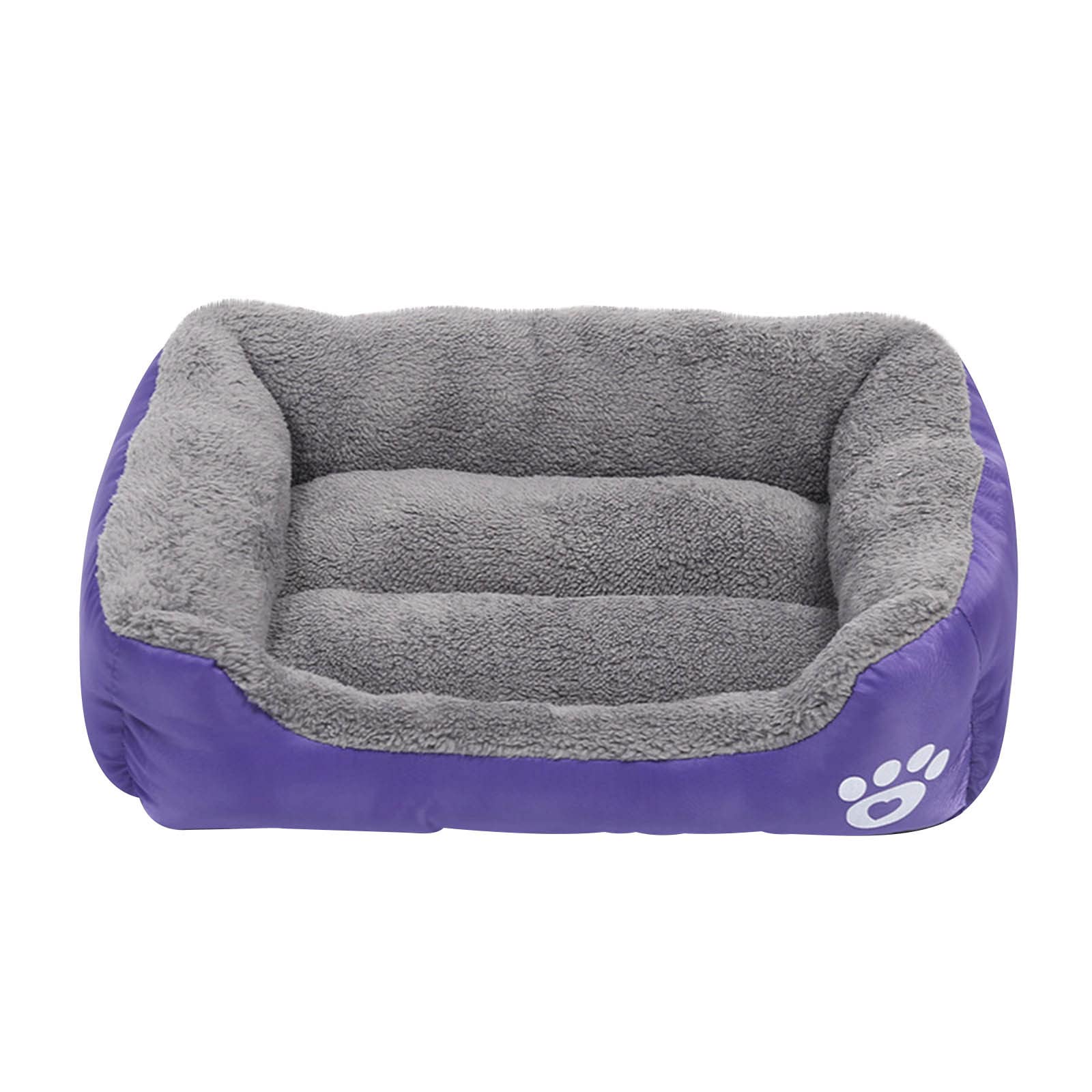 wuitopue Cat Dog Pet Warm Bed Winter Indoor Soft Plush Pet Sofa Bed Square Fluffy Pet Calming Bed for Cat Dog Puppy Pet Sleeping Self Warming Snooze Sleeping Cozy Kitty Teddy Kennel (S, Purple)