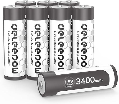 Deleepow Baterías de litio de 1.5 V AA, 3400 mWh, 8 unidades, pilas AA recargables que recargan hasta 1500 ciclos precargadas