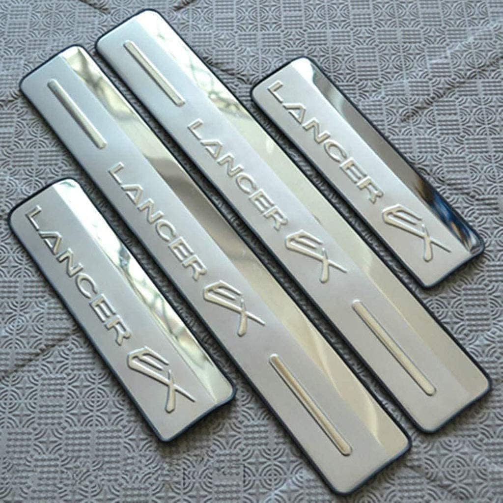 ANRAM 4pcs Stainless Steel Car Door Sill Protector for Mitsubishi Lancer Lancer X Lancer Evo 2008-2013,Non-Slip Anti-Scratch Pedal Sticker Trim Styling Accessories.
