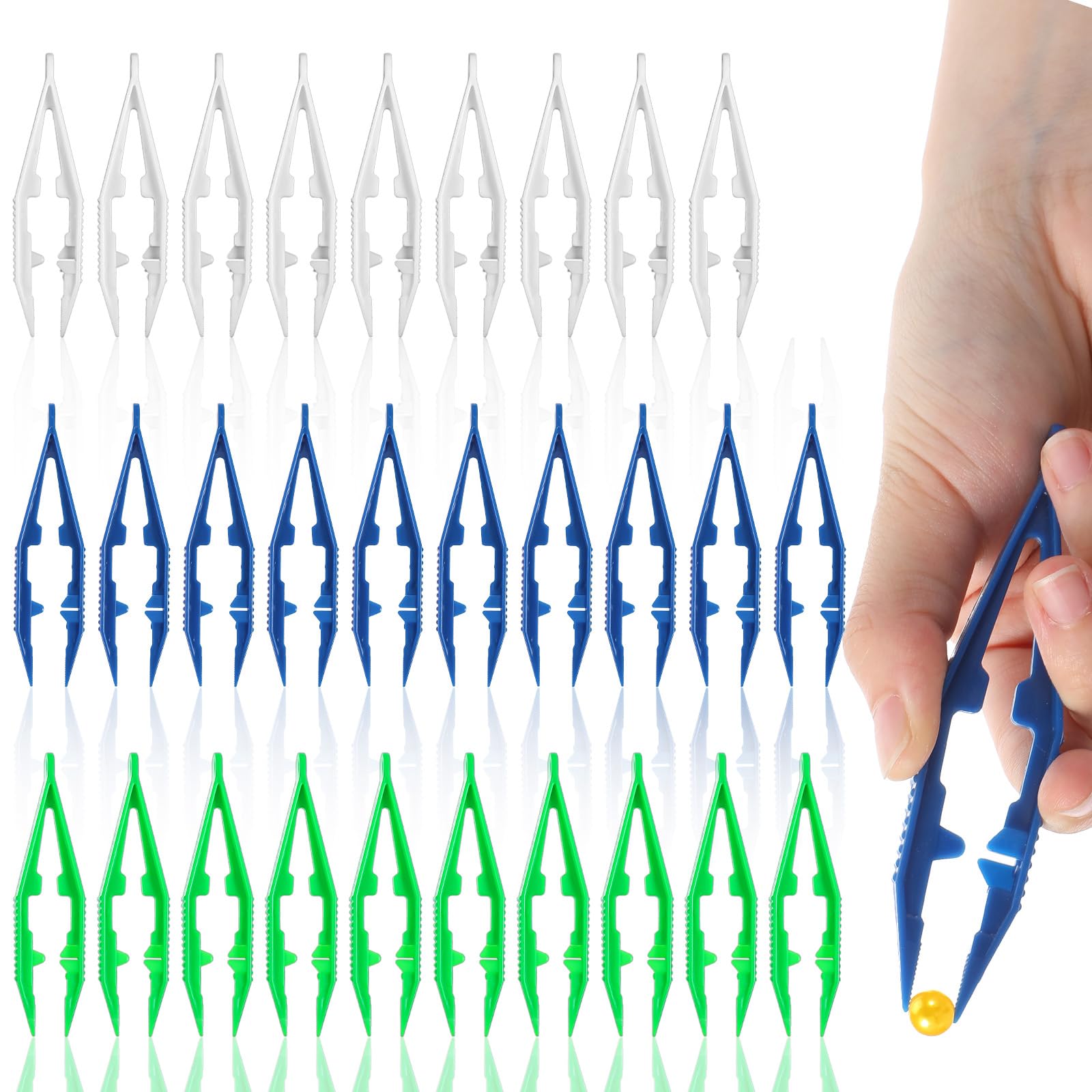 Bremorou 30 Piece Plastic Tweezers Feeding Reptile Plastic Tweezers