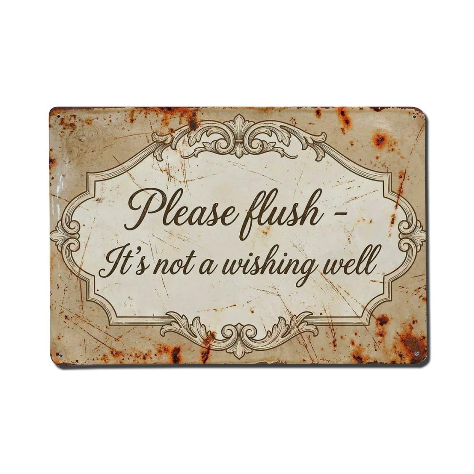 Olhnbad Style Please Flush Not A Wishing Well Toilet Humor Metal Tin Sign