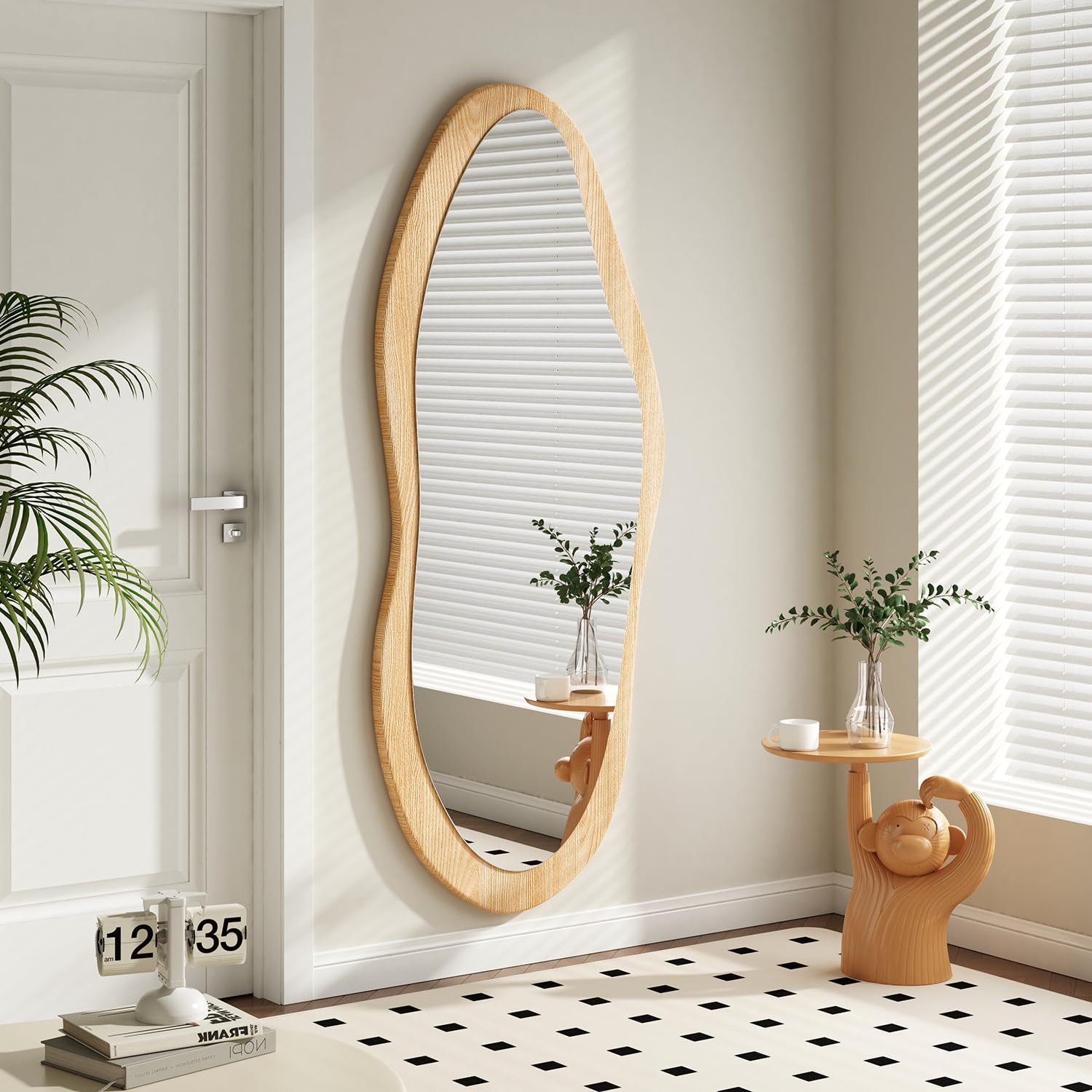 AAZZKANG Asymmetrical Large Mirror 120x50cm Rustic Irregular Full Length Wall Mirrors Decorative for Bedroom Living Room Hallway Entryway