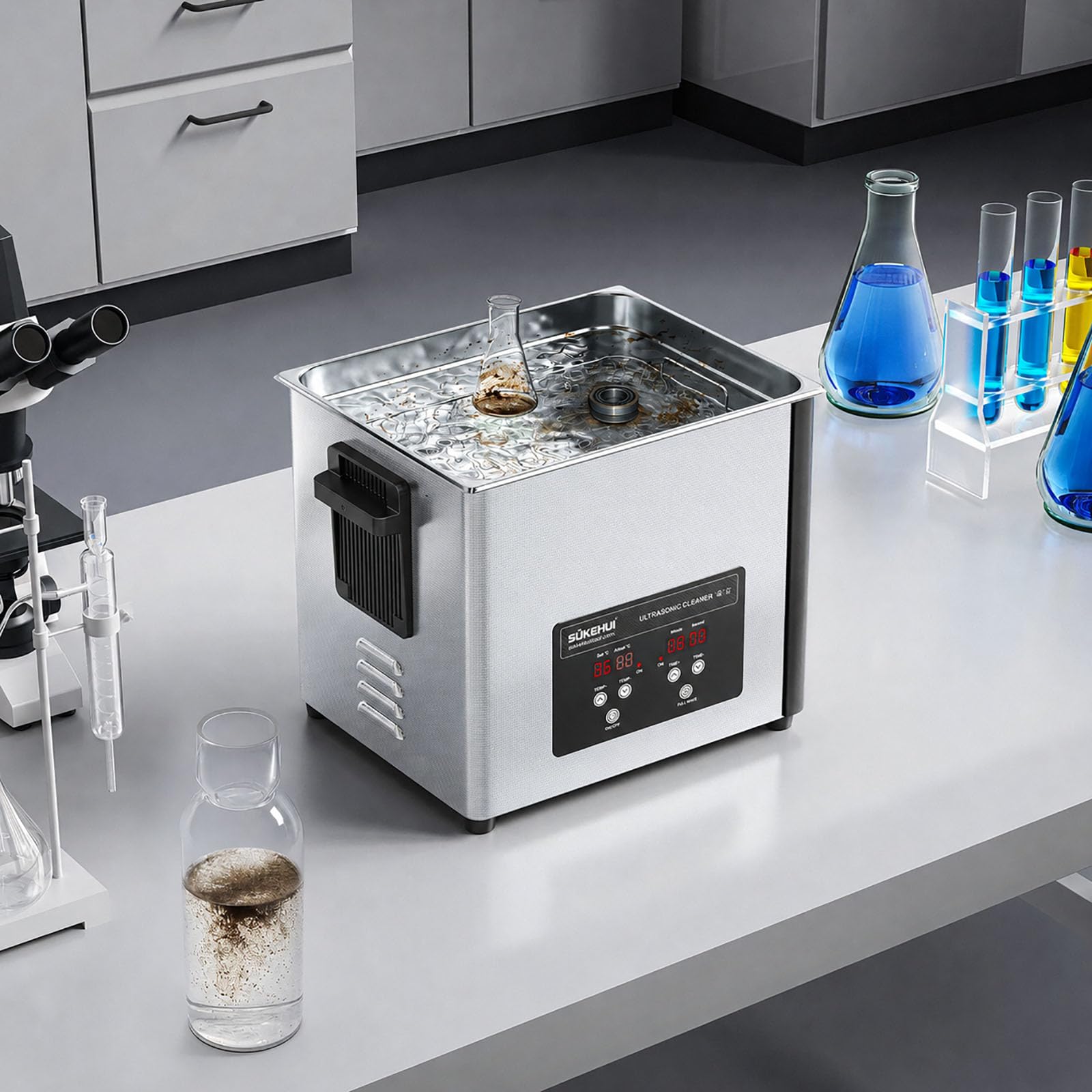 10L Ultraschallreiniger mit großer Kapazität mit 180W Leistung 300W Heizung und Zeiteinstellung Edelstahl Professioneller Schallreiniger für die Reinigung Werkzeug Uhr Gläser