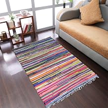 Rugsotic Carpets Hand Woven Flat Weave Kilim Cotton ECO-Friendly Area Rugs - 3x5, Rectangle Shape, Multicolor Color, Contemporary Modern Design, Low Pile Handmade Area Rugs DC0145