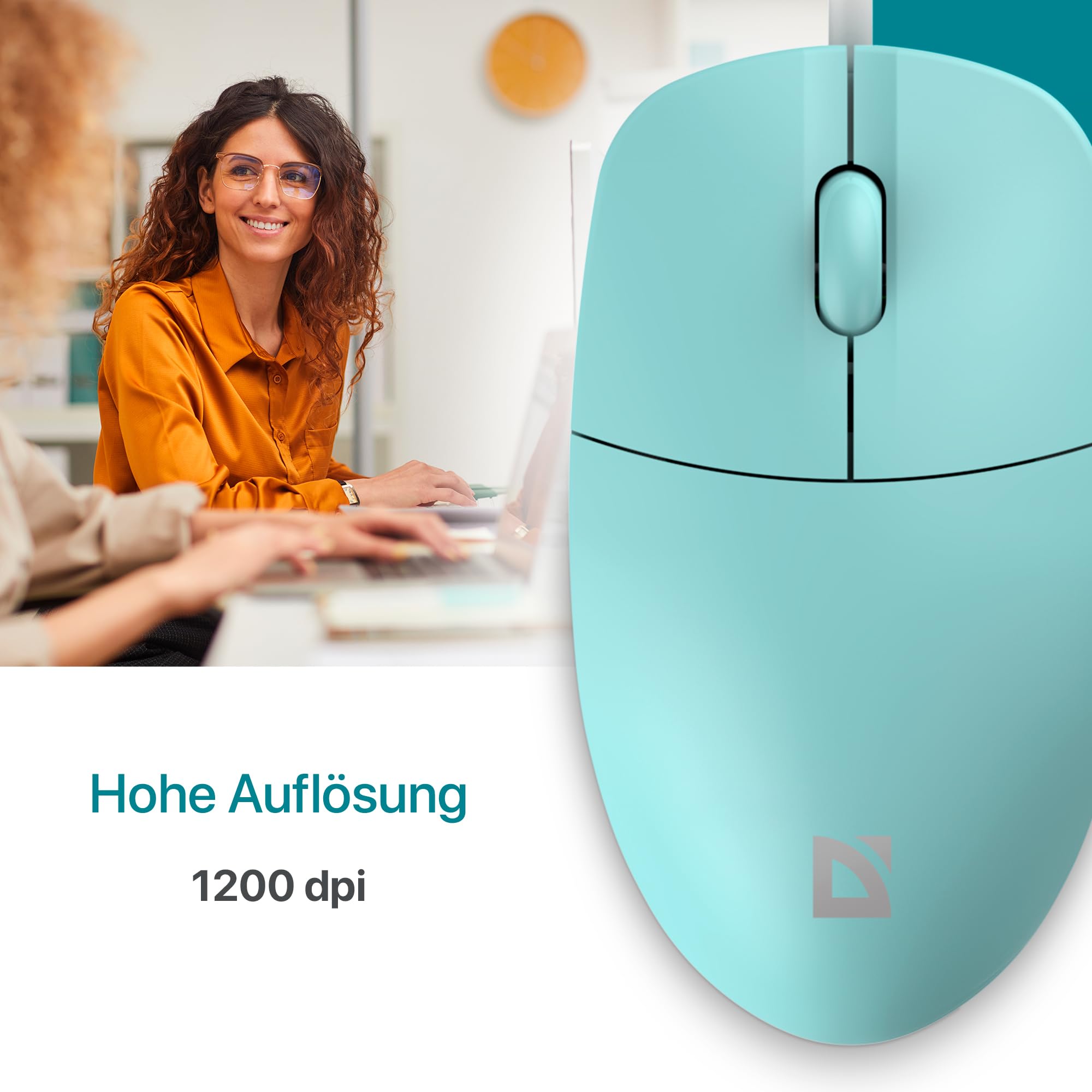 Defender Azora MB-241 Kabelgebundene Maus, 1200 DPI Optische USB Maus mit Regenbogen LED Beleuchtung, Symmetrische Full-Size Büro Maus für PC Laptop, Plug & Play (Blau) - 2