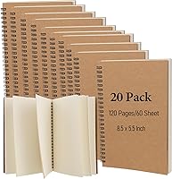 Vista 11 de HEIHAK 20 Pack A6 Sketch Notebooks, 120 Pages 60 Sheets Top Spiral Bound Pocket Sketchbooks, Small Spiral Notepads Sketch Pads Bulk for Kids