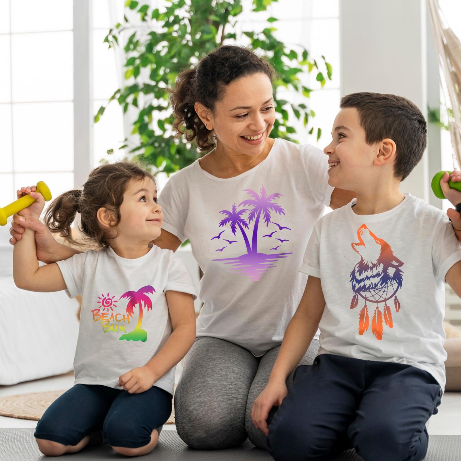 Tintnut Vinilo de transferencia de calor degradado, 12 hojas de 12 x 10 pulgadas, vinilo de transferencia de calor degradado brillante arcoíris HTV para camisetas, vinilo HTV estampado compatible con