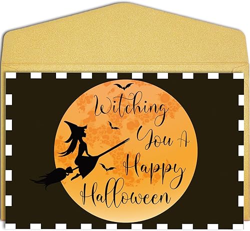 Qiliji Divertida tarjeta de Halloween para él, tarjeta de Halloween de bruja, tarjeta de Halloween de mago, tarjeta de juego de palabras de