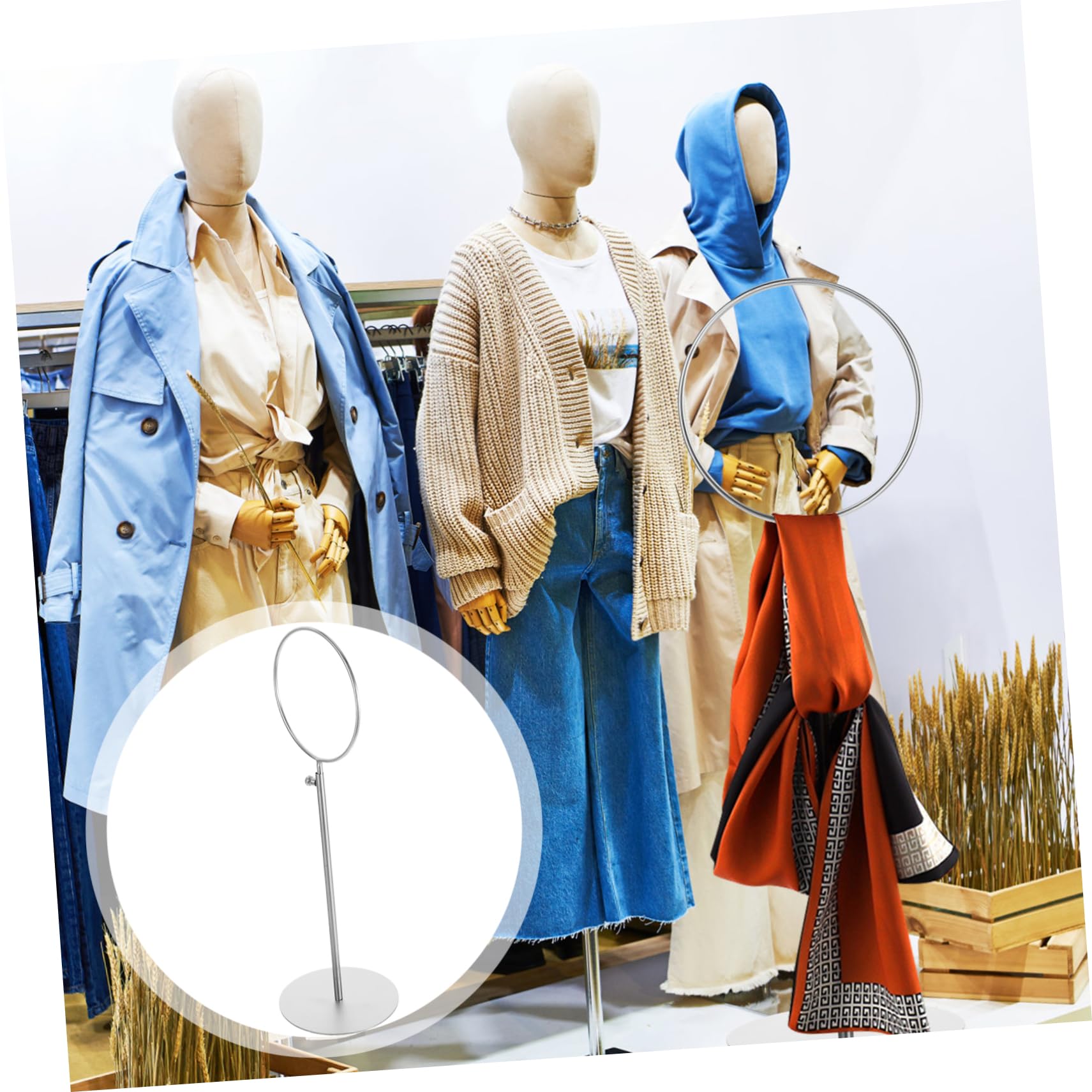 OUNONA Classic Design Scarf Display Stand Easy-to-use Storage Rack for Home and Store Made of Stainless Steel