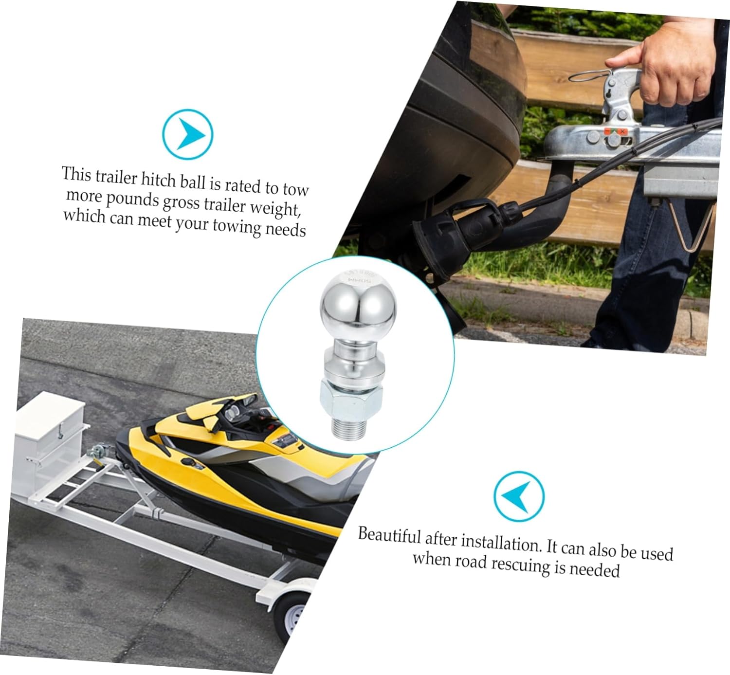 VICASKY High Strength Trailer Tow Connector Heavy Duty Hitch Replacement for Towing Needs Galvanized -Plated Design for Durability Easy Installation for Cars Trucks and Suvs