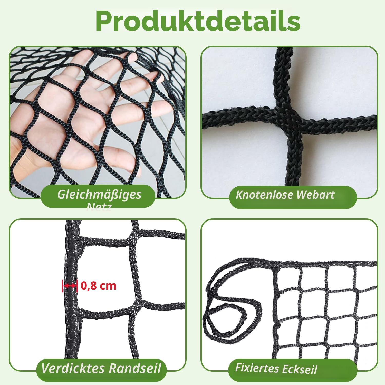 Sicherheitsnetz für Kinder Katzennetz für Balkon Polyester Schutznetz hochbett Netz Rausfallschutz Treppenschutznetz Geländerschutznetz Knotenlos Universal Sicherheitsnetz, Schwarz(1X2m)