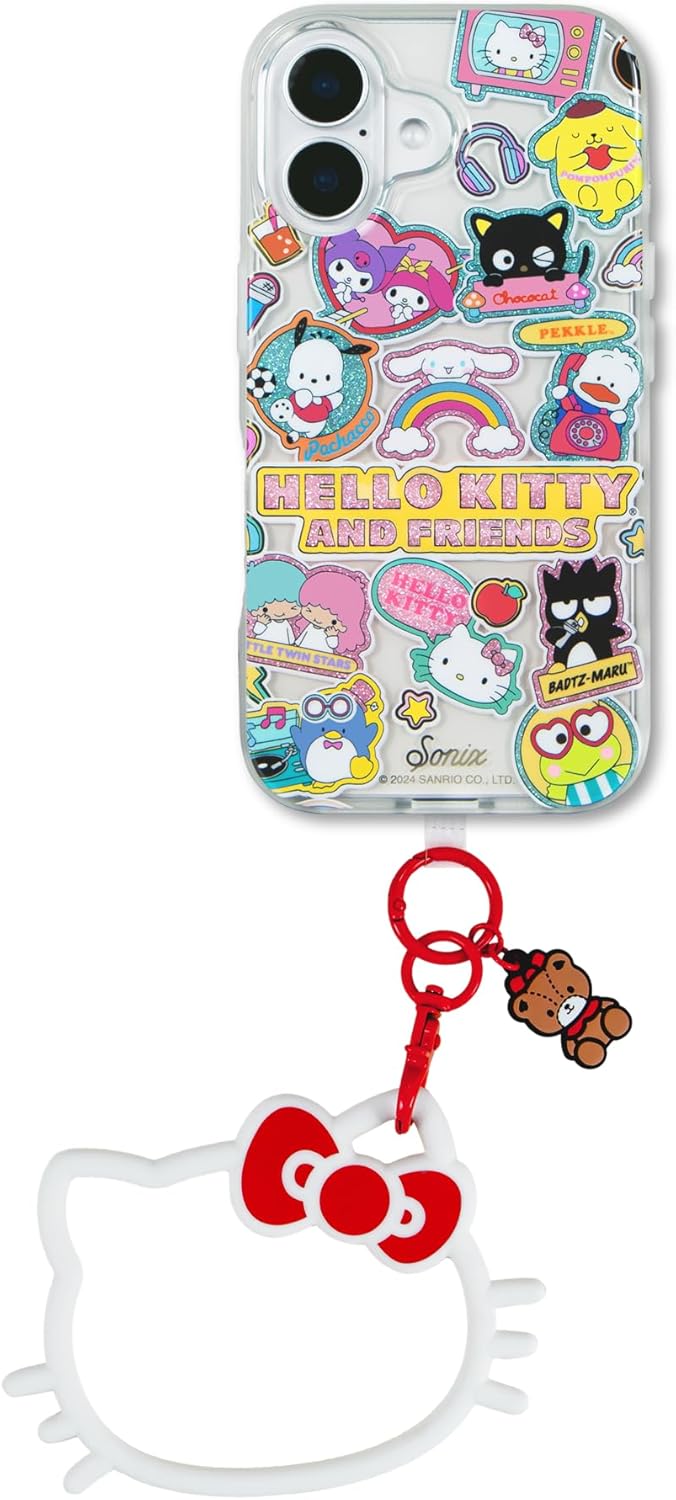 Sonix x Sanrio Silicone Phone Wristlet/Bracelet (Hello Kitty) + Case for iPhone 16 (Hello Kitty and Friends Stickers)