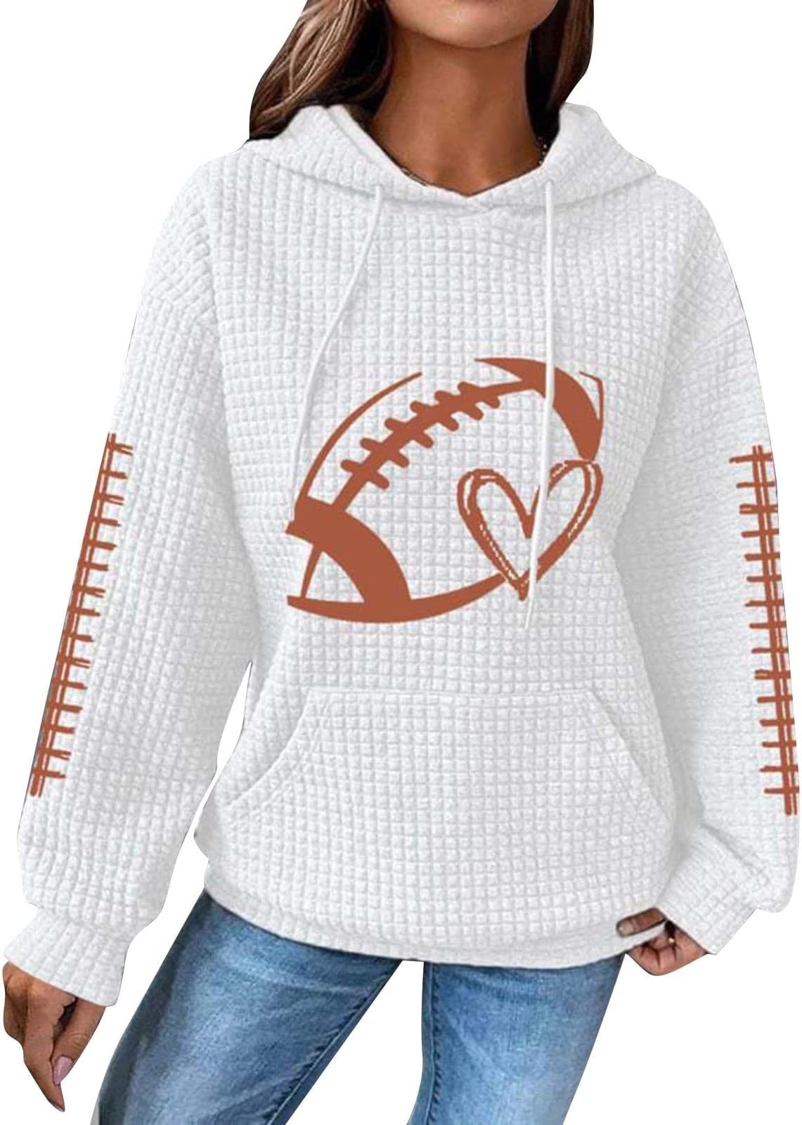 Women Waffle Knit Cute Hoodies Drawstring Pullover Sweatshirts Fashion Casual Sweaters Comfy Fall Clothes Outfits