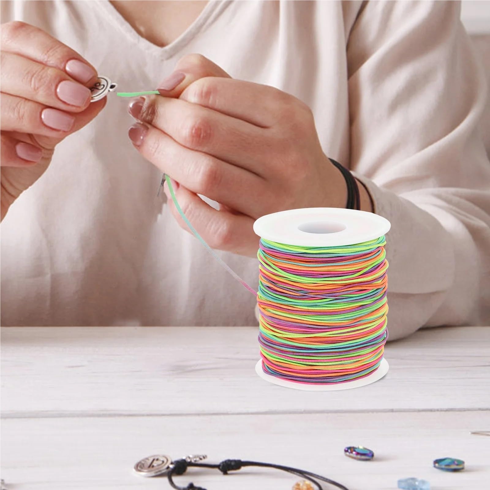 Elastyczny sznurek do bransoletek Sznurek wyrobu biżuterii 5 rolek Rozciągliwa nić koralików naszyjników DIY Crafting Szycie