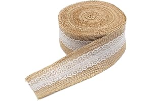 CCINEE Burlap with Lace Ribbon for Decoration