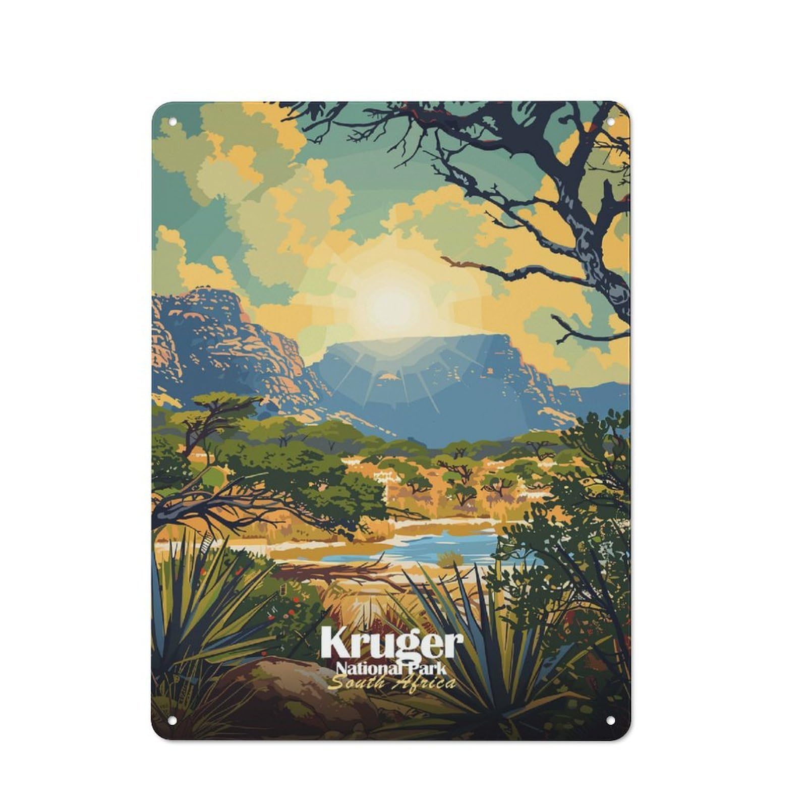 Junmoney Kruger National Park South Africa Shop Front Style Bistro Metal Sign 40X30cm, Cafe Wall Decor For Tea Room, Shop Wall Or Breakfast Area