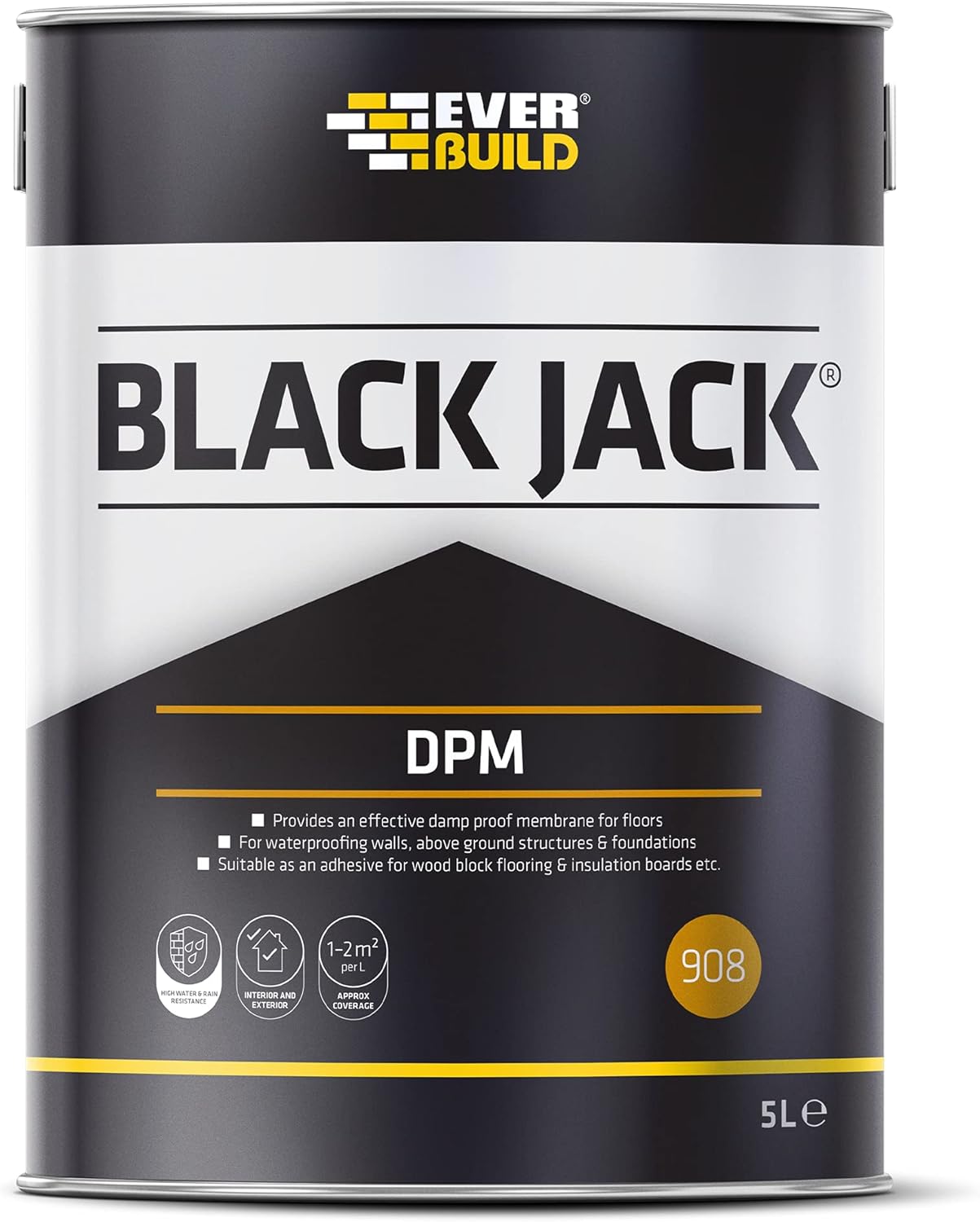 Everbuild Black Jack 908 D.P.M (Damp Proof Membrane) – Black – 5 Litre