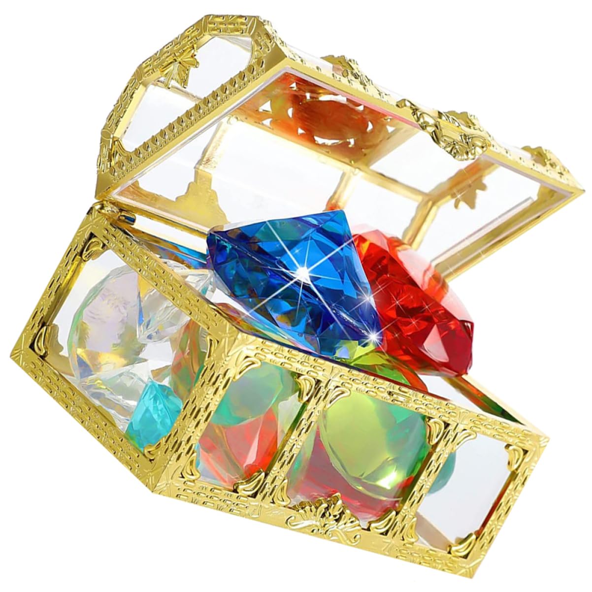 60pièces Jouets Gemmes Artificielles pour Plongée Piscine avec Coffre Trésor Modèles De Diamants sous-Marins