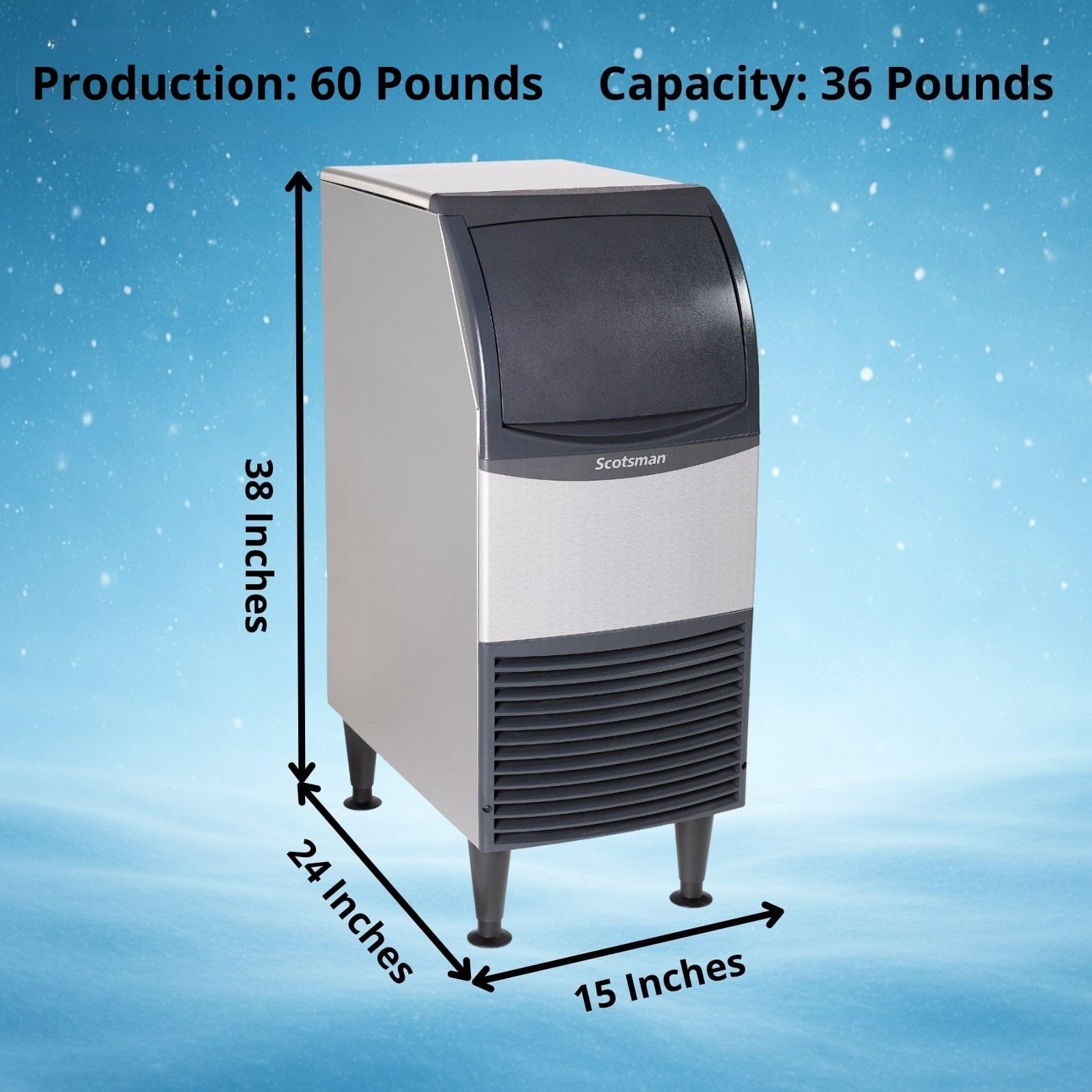 Scotsman Undercounter Medium Cube 15" Ice Maker - 60 Lb/Day, 36 Lb Storage Bin on Fridge.com - View 4