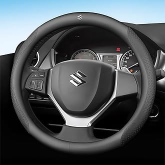 Leather Steering Wheel Cover for Suzuki Jimny 5 Doors 2023 2024 2025, Steering Wheel Protector, Vehicle Steering Wheel Decor, Car Steering Wrap, Car Steering Grip, Car Accessory,Black-Black