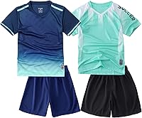 M2C Boys 2-Pack Soccer Jersey Set - Moisture-Wicking Uniform Shirt & Shorts for Kids 7-14