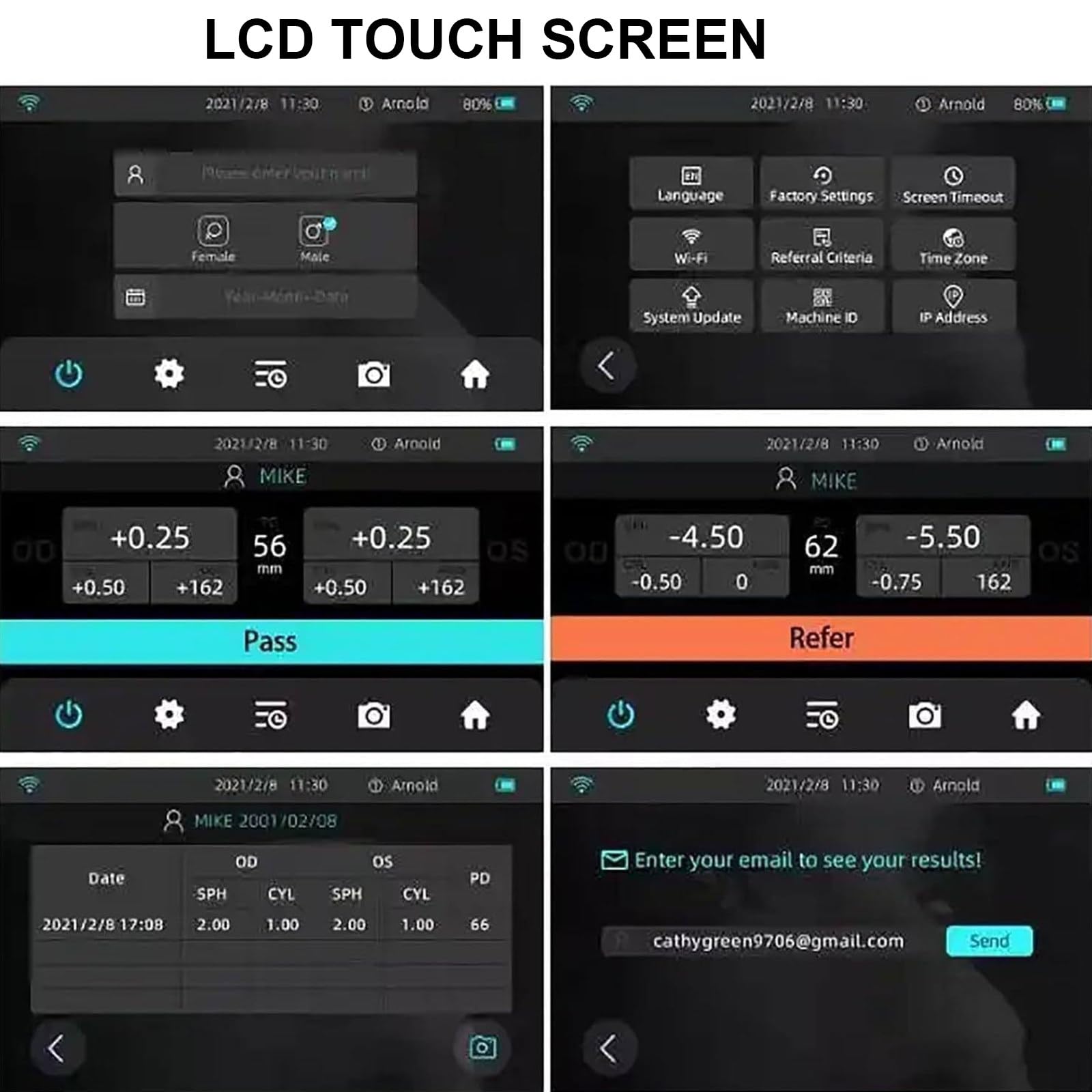 Screener per Vista Portatile Autorefrattometro Palmare Ad Alta Precisione Attrezzatura Oftalmica con Touch Screen LCD 7 Pollici,Distanza di Misurazione 98 Cm,Rilevamento Rapido 3s