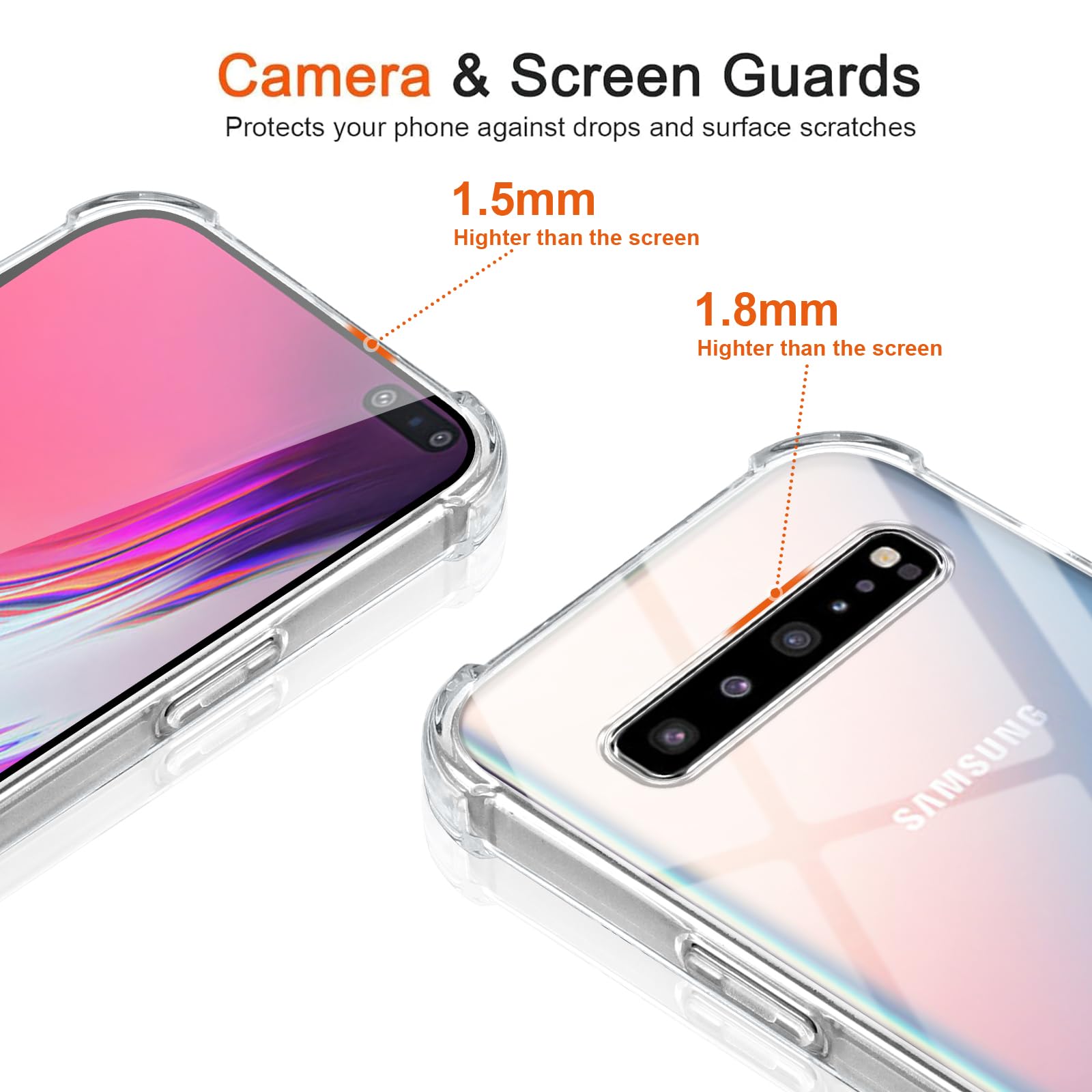 Coiwxmoi Etui do Samsung Galaxy S10 5G ze smyczą 6,7 cala, przezroczyste etui ze smyczą pasek na ramię sznurek, ultra miękki, odporny na wstrząsy silikonowy futerał TPU do Samsung S10 5G, jasnoszary