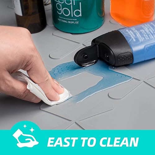 Miniatura 4 de SIKADEER Tapete impermeable para debajo del fregadero, 22 x 19 pulgadas, tapete de silicona para estante de cajón de cocina y revestimiento de