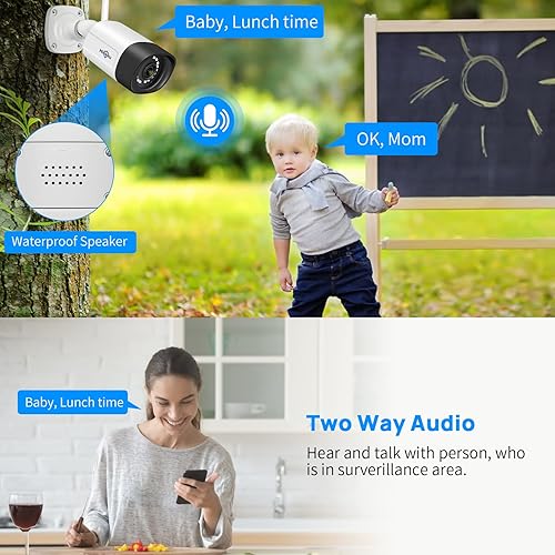 Miniatura 7 de Doble Wi-Fi audio de 2 víasSistema de cámara de seguridad WiFi 2K 3 megapíxeles NVR expandible de 8 canales disco duro de 1 TB cables de