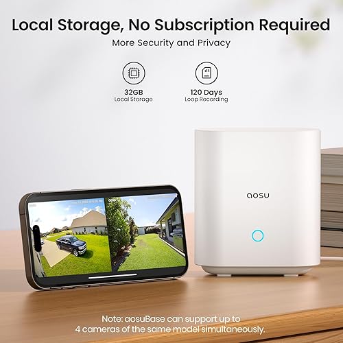 Miniatura 2 de aosu Cámaras de seguridad inalámbricas para exteriores, visión nocturna HD 2K, sin suscripción, duración de la batería de 240 días, visión amplia