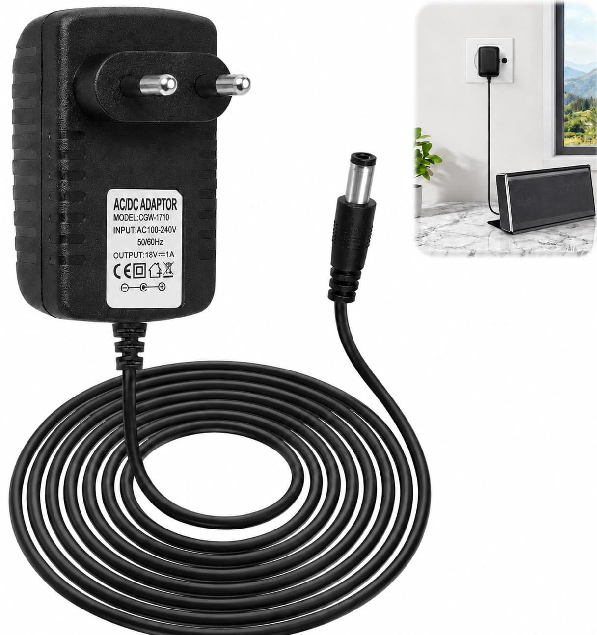 18V 1A Replacement Charger for Sound Link Speaker I, II, III/1, 2, 3, Wireless Bluetooth Speaker Replacement Cable Power Supply Adapter-image-45