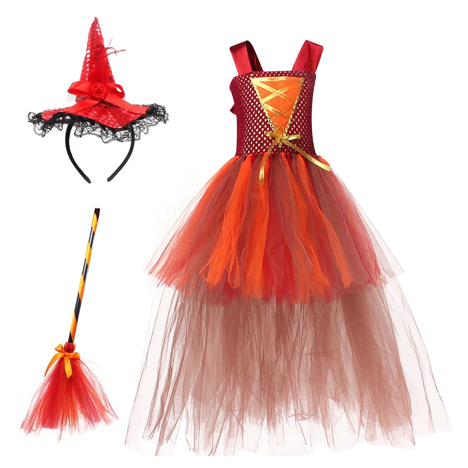 Abito Streghetta per Bambina con Gonna Gonna Masquerade con Cappello e