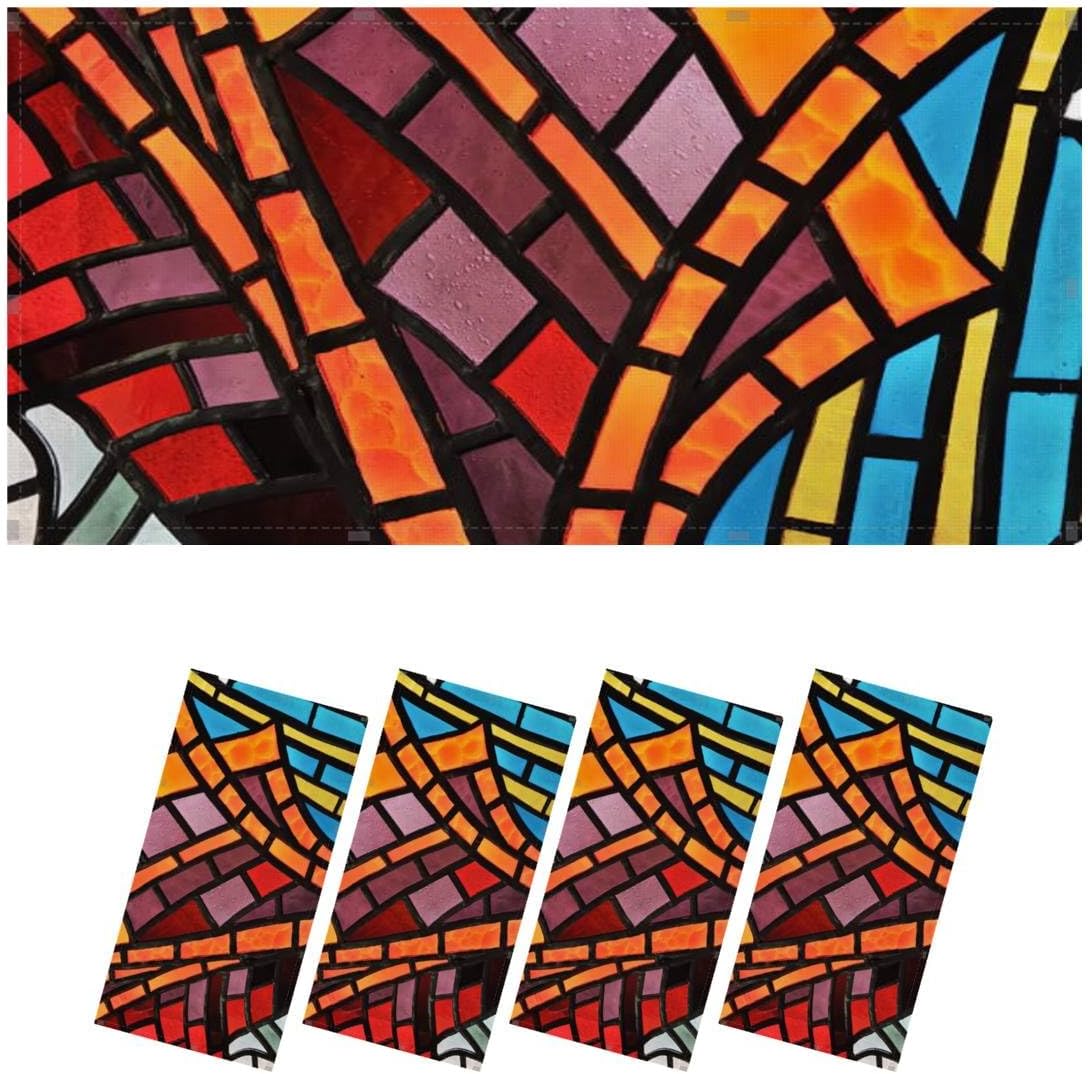 4 Pack Fluorescent Light Covers for Ceiling Light, Stained Glass Window Light Filters for Classroom Office Home, 4' x 2' Decorative Magnetic Light Cover