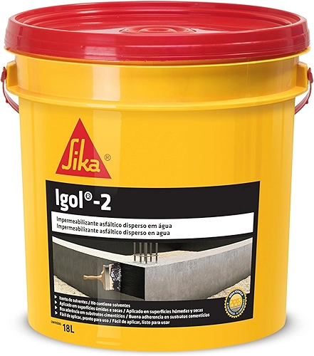 Sika - Impermeabilizante asfáltico - Igol 2 Preto - Concreto, fibrocimento e argamassa - Fácil aplicação - Balde 18L