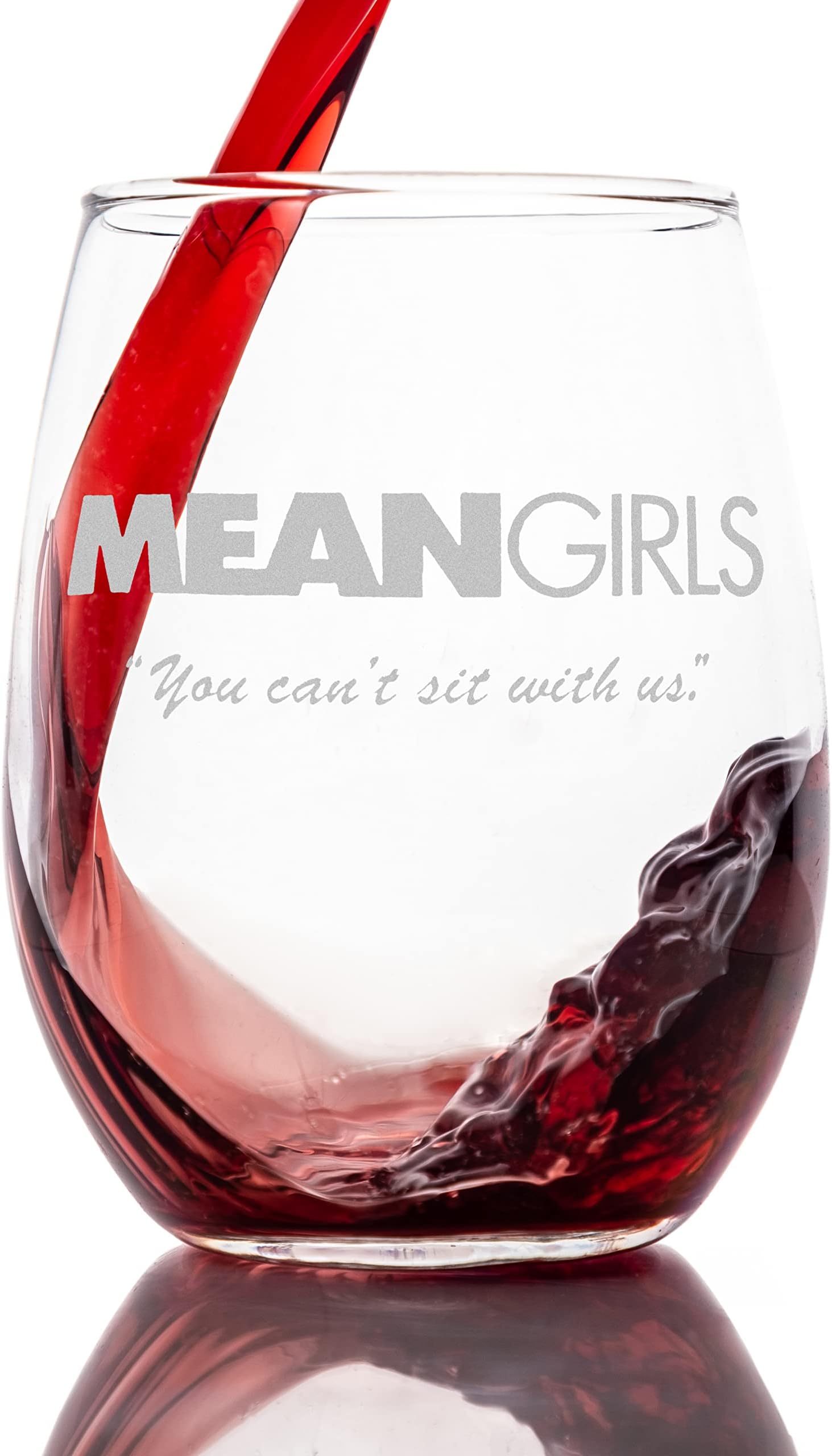 Mean Girls Stemless Refreshment Glass with Quote You Can't Sit with Us! Officially Licensed Collectible Premium Etched 15 Ounces…