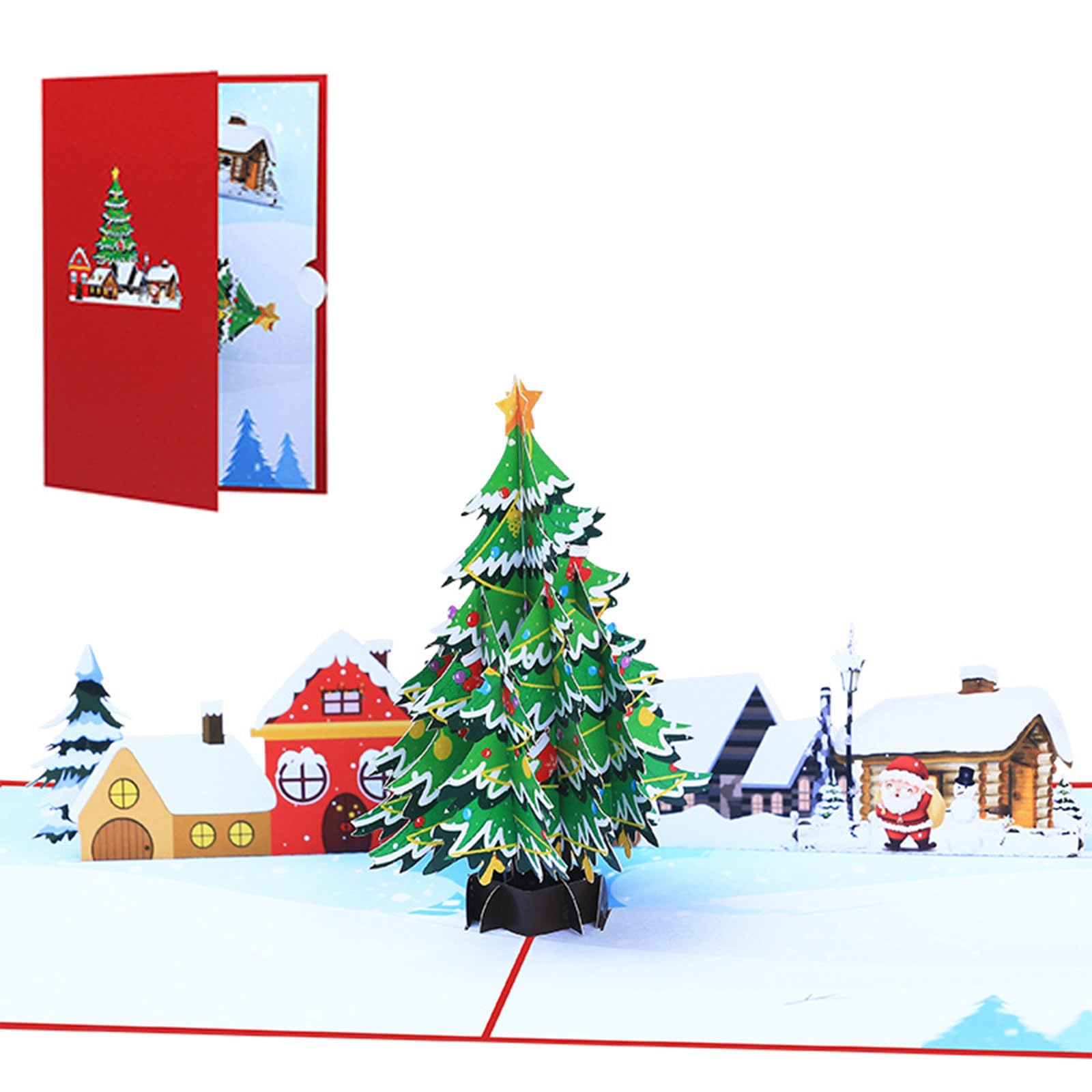 Kalttoy 1 Set 3D Christmas Tree Greeting Card Decorative Popup Blessing Cards with Envelope Writing Thank You Messages Personalized Holiday Card