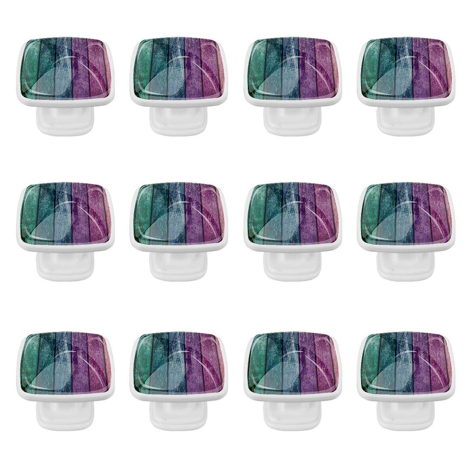 TBOUOBT Confezione da 12 pomelli per mobili da cucina, pomelli per cassetti, pomelli per comò, tiranti per cassetti, cassetti per comò, pomelli per maniglie,Tavola Di Legno Colorata Retrò