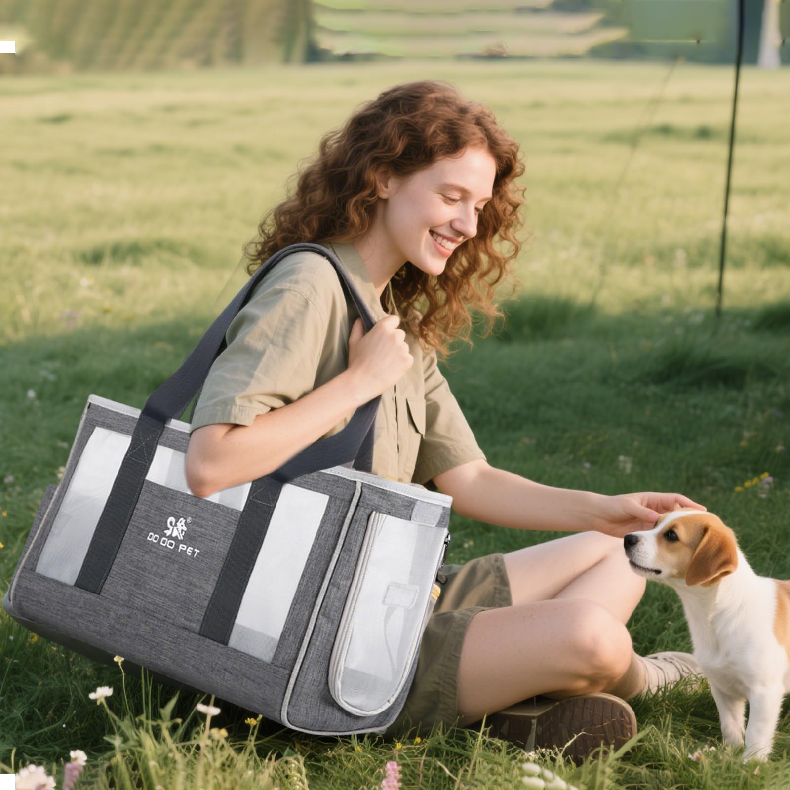 PETCUTE Sac Transport Chat Petit Chien,Sac de Transport pour Chien et Chat avec Sangle de Sécurité Interne,Sac de Transport pour Animaux de Compagnie avec Abnehmbares Kissen,Airline Approuvé